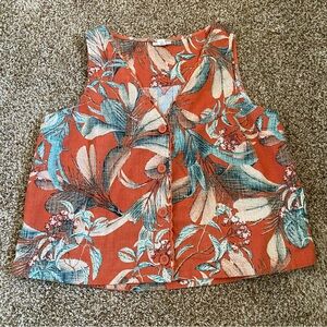 a.n.a || Cotton Tropical Cropped Button Front Vest Top Size L